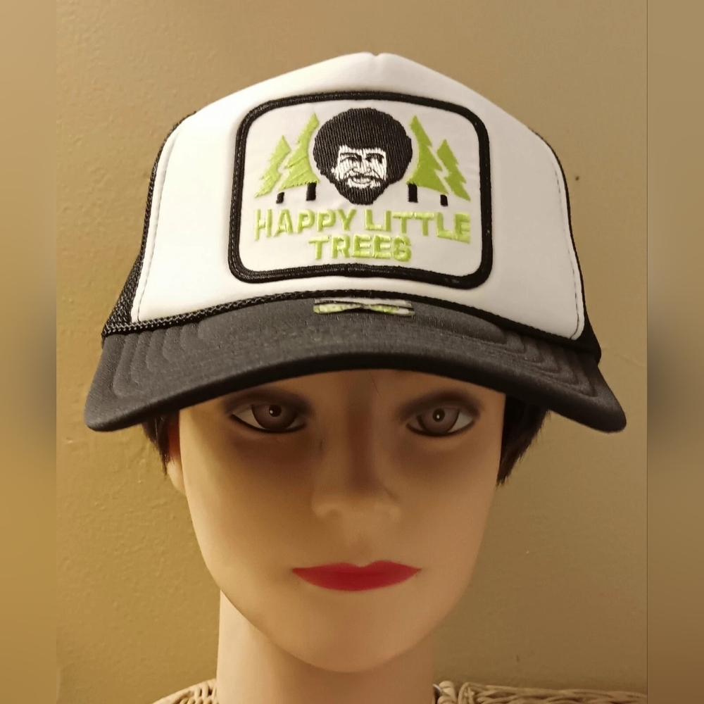Bob Ross Happy Little Trees Trucker cap hat & t-shirt Otto Famous Foam Front - Picture 6 of 11